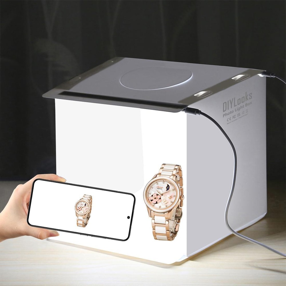 Portable LED Photo Light Box Studio Tent Kit with Dual LED Panels and Backdrops for Product Photography