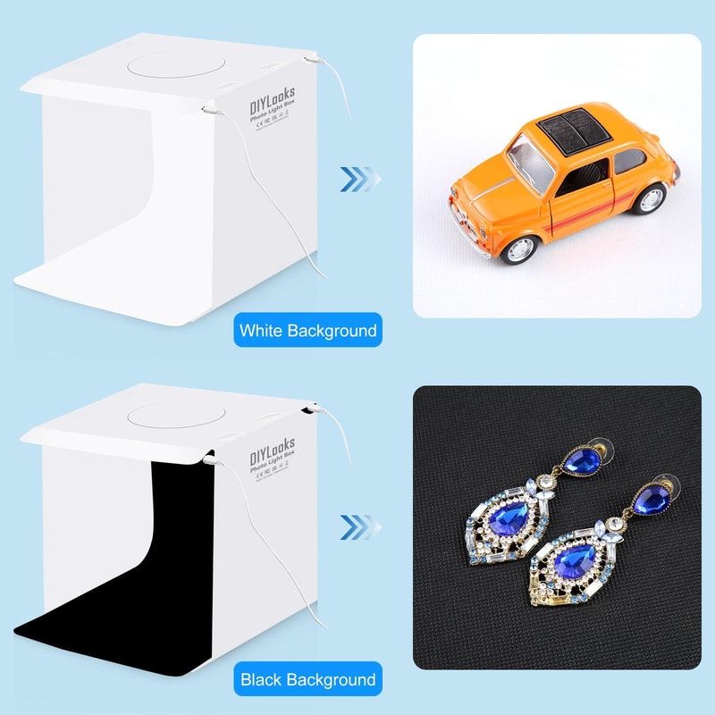 Portable LED Photo Light Box Studio Tent Kit with Dual LED Panels and Backdrops for Product Photography