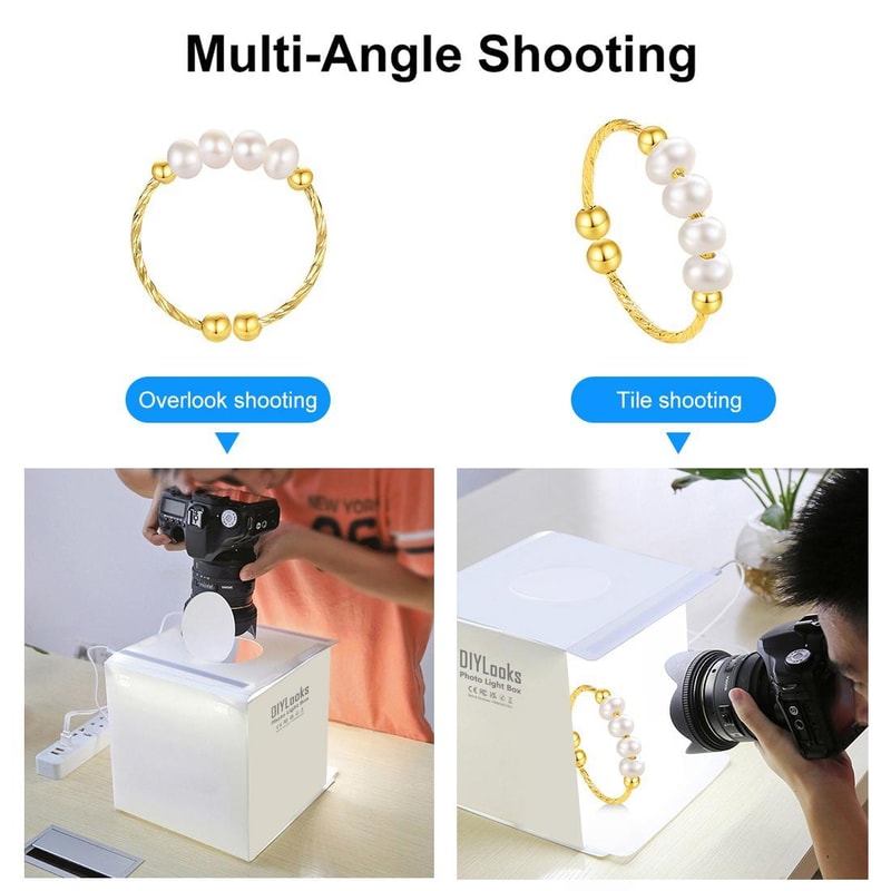 Portable LED Photo Light Box Studio Tent Kit with Dual LED Panels and Backdrops for Product Photography