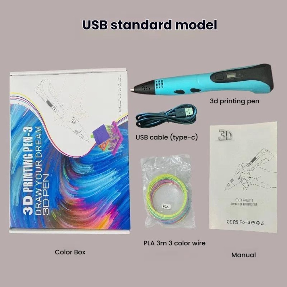 Printing Pen, DIY Drawing & Stereoscopic Doodle Pen, Type-C Fast Heating Creative Tool