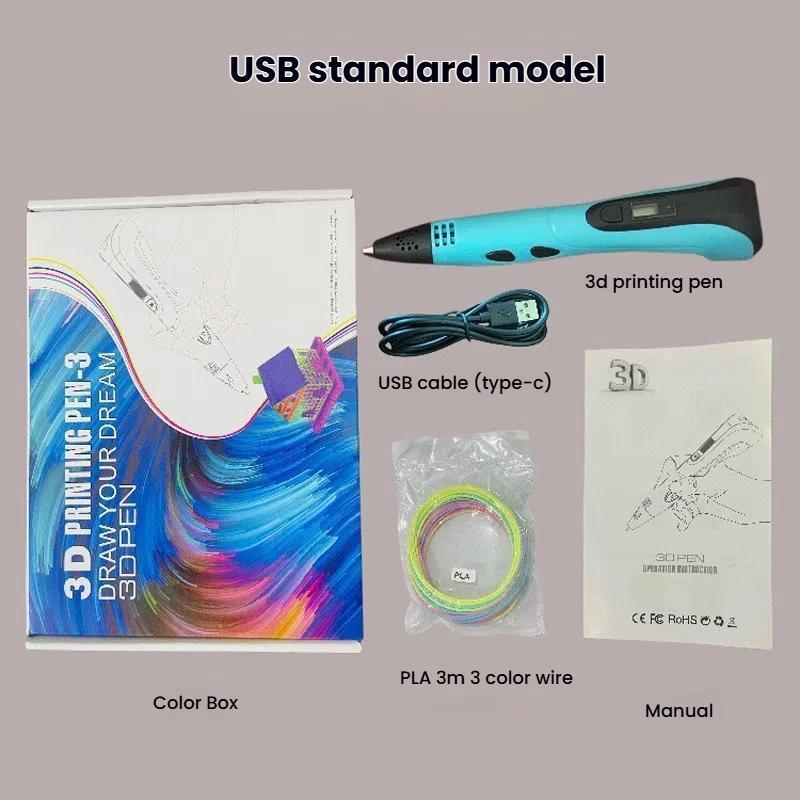 Printing Pen, DIY Drawing & Stereoscopic Doodle Pen, Type-C Fast Heating Creative Tool