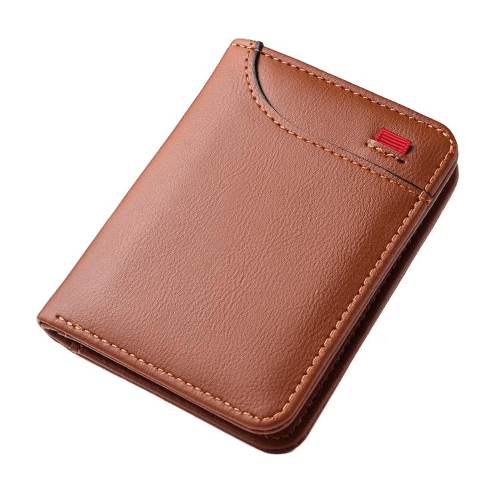 Men Leather Wallet Slim Vertical Card Holder Compact ID Wallet For Everyday Carry 12