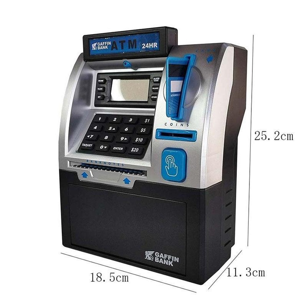 Electronic ATM Piggy Bank for Kids with Card Swipe, Password Lock, Coin & Cash Savings Safe