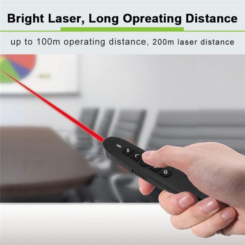 Wireless Presentation Clicker Laser Pointer Remote Presenter Flip Pen for PC & Projector
