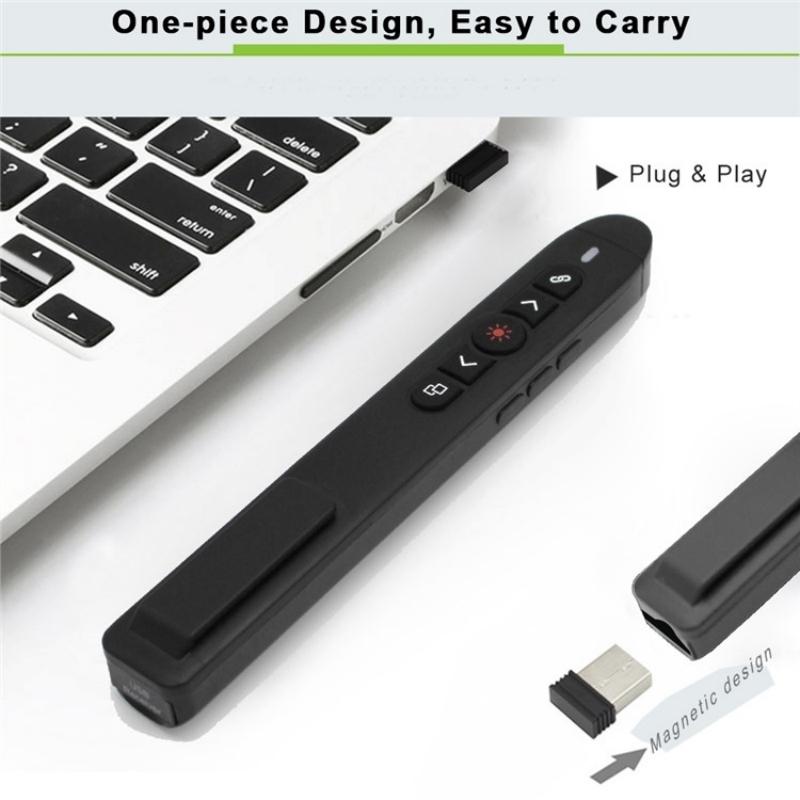 Wireless Presentation Clicker Laser Pointer Remote Presenter Flip Pen for PC & Projector