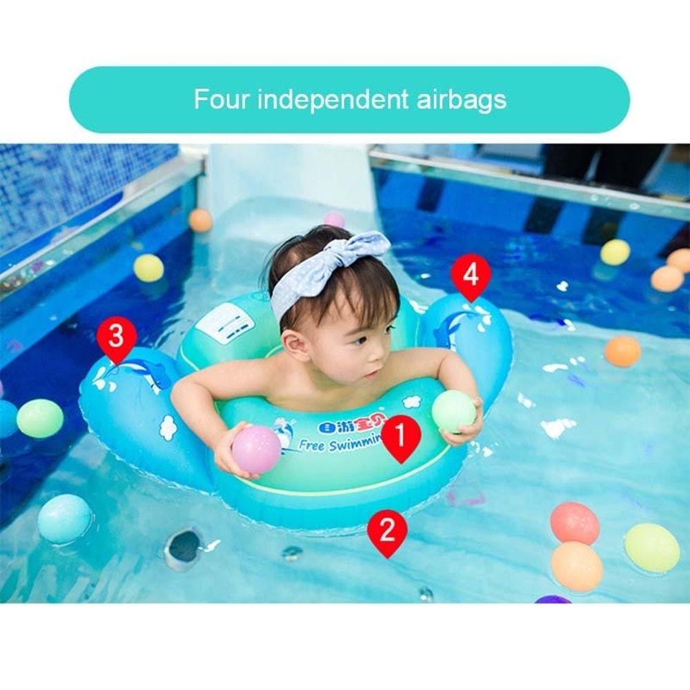 Baby Inflatable Underarm Swim Ring with Side Flaps, Toddler Swim Float PVC Swim Trainer for Kids