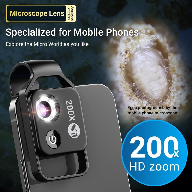 Smartphone Microscope Lens With CPL LED Light For Kids Science Exploration 9