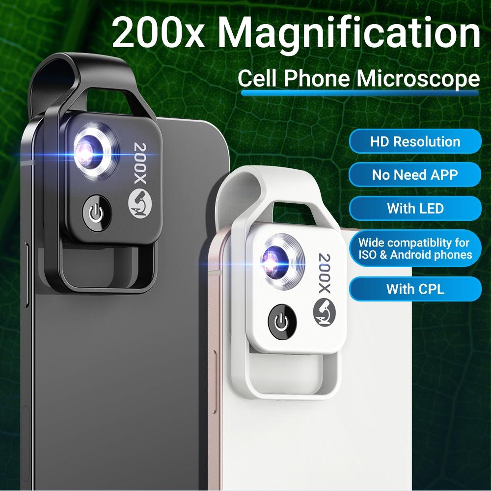Smartphone Microscope Lens With CPL LED Light For Kids Science Exploration 10