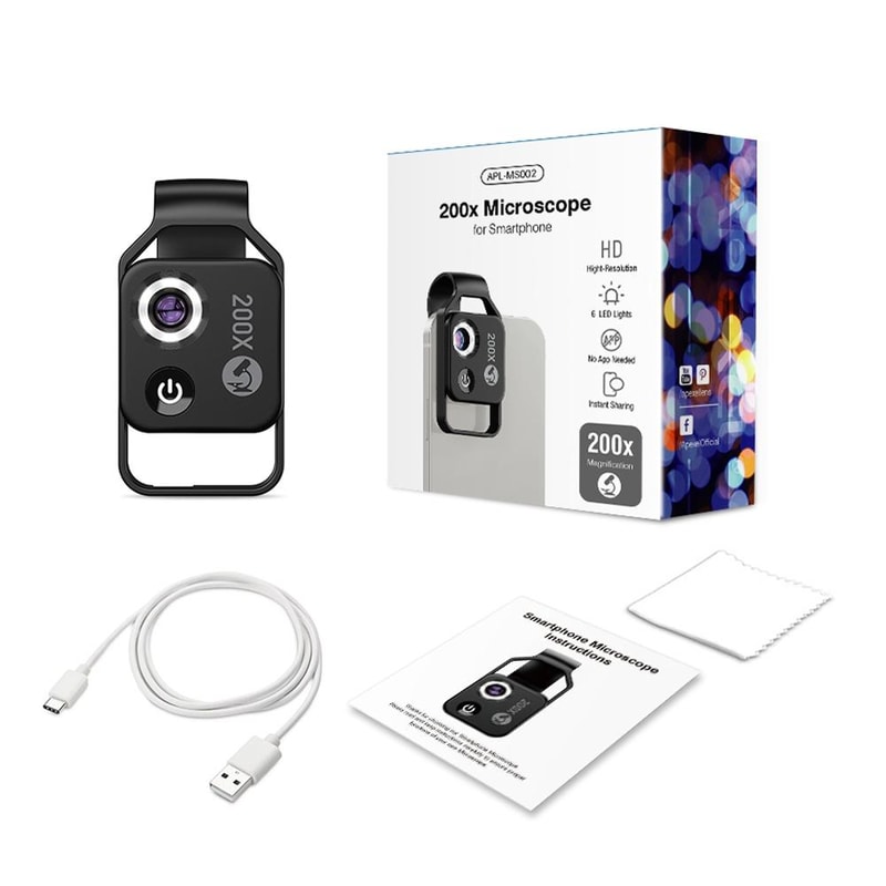 Smartphone Microscope Lens With CPL LED Light For Kids Science Exploration 11