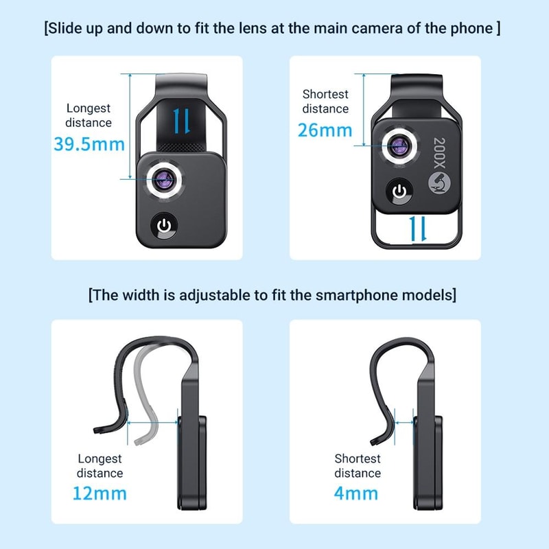 Smartphone Microscope Lens With CPL LED Light For Kids Science Exploration 17