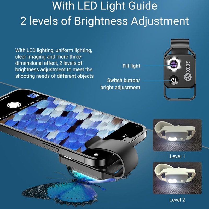 Smartphone Microscope Lens With CPL LED Light For Kids Science Exploration 4
