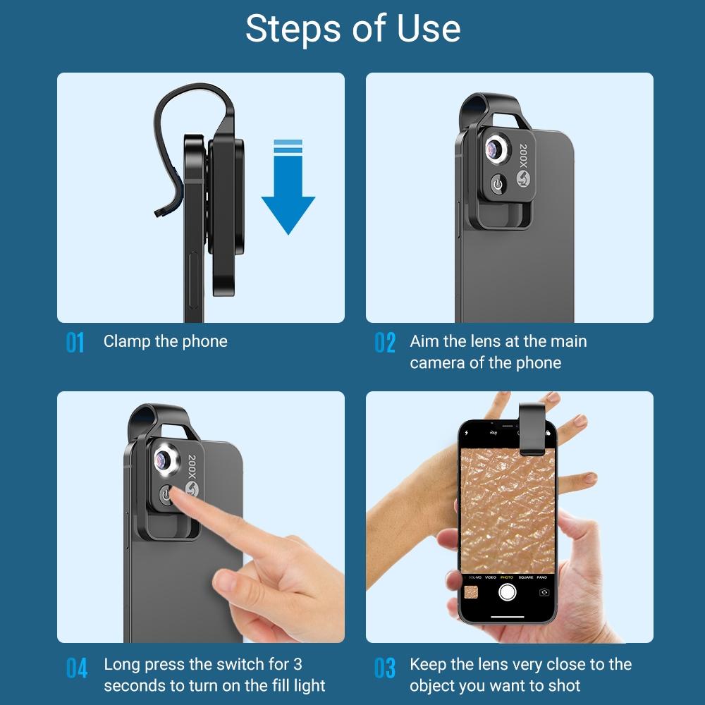Smartphone Microscope Lens With CPL LED Light For Kids Science Exploration 7