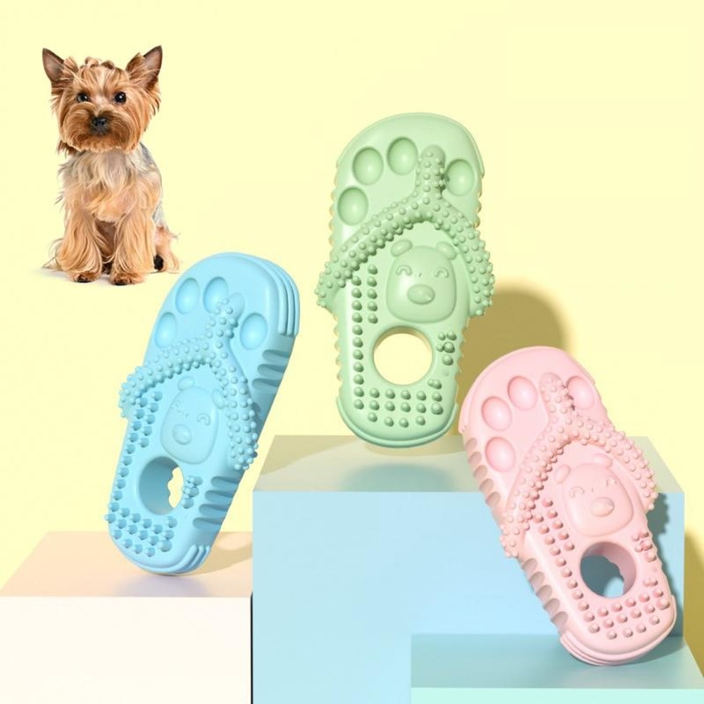 TPR Slippers Dog Chew Toy For Teeth Cleaning Durable Interactive Pet Dental Care Toy Rose Red 1