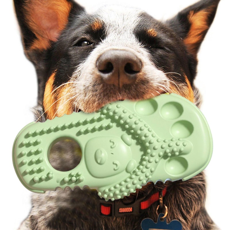 TPR Slippers Dog Chew Toy For Teeth Cleaning Durable Interactive Pet Dental Care Toy Rose Red 5