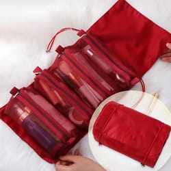 4 in 1 travel cosmetic bag waterproof makeup organizer with removable mesh compartments