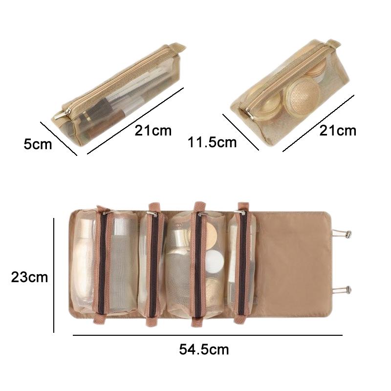 4 In 1 Travel Cosmetic Bag Waterproof Makeup Organizer With Removable Mesh Compartments 2