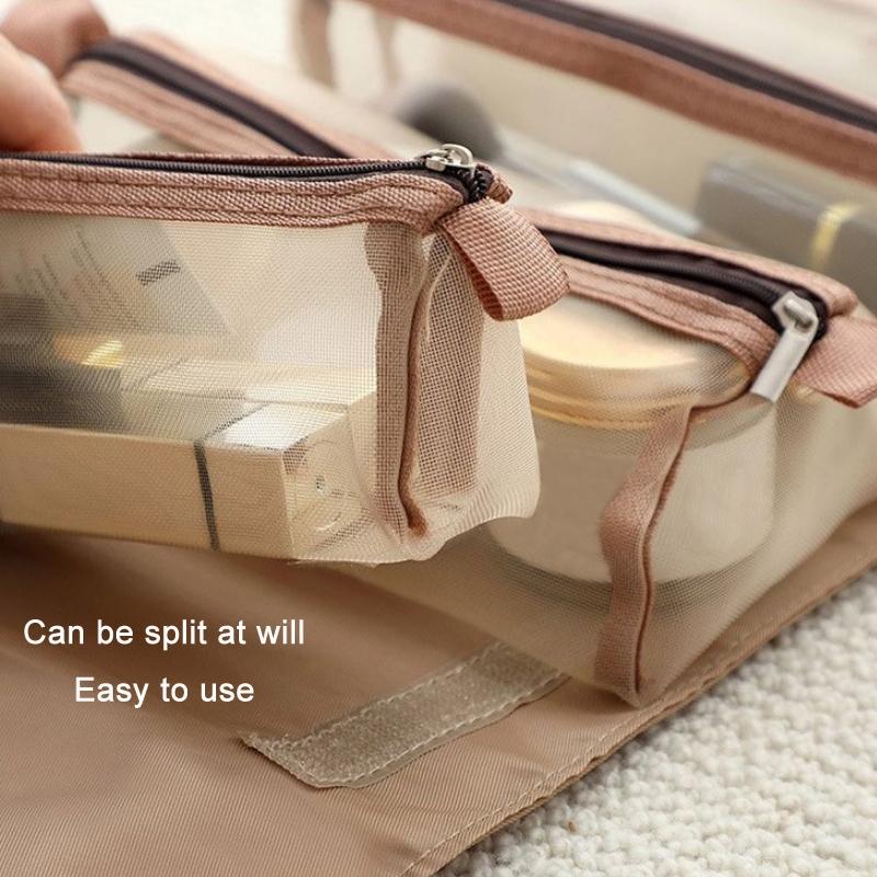 4 In 1 Travel Cosmetic Bag Waterproof Makeup Organizer With Removable Mesh Compartments 5