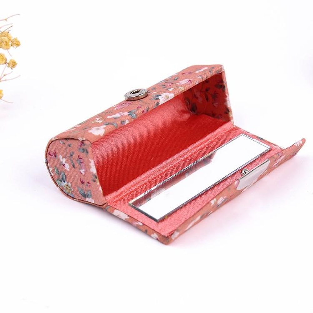 Portable Lipstick Organizer With Mirror Mini Travel Makeup Box Compact Cosmetic Case 2