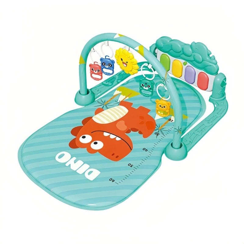 Toddler Foot Piano Musical Gym Crawling Mat with Hanging Toys Dinosaur Dolphin Activity Play Mat