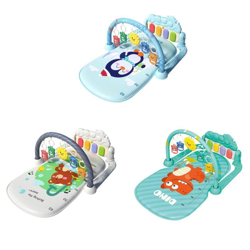 Toddler Foot Piano Musical Gym Crawling Mat with Hanging Toys Dinosaur Dolphin Activity Play Mat