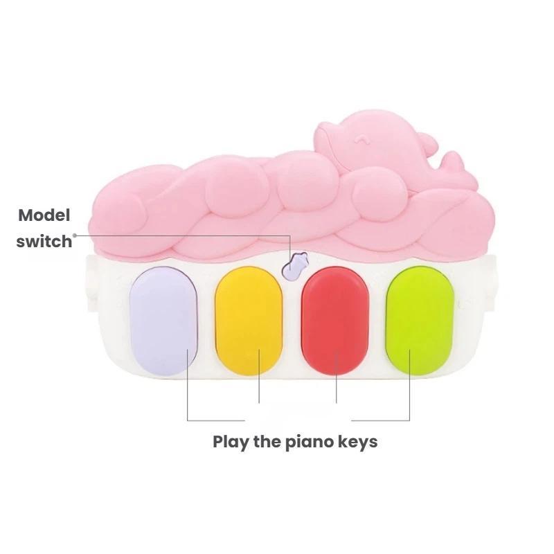 Toddler Foot Piano Musical Gym Crawling Mat with Hanging Toys Dinosaur Dolphin Activity Play Mat
