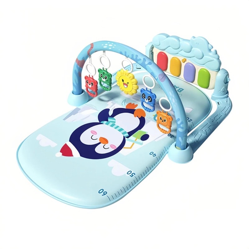 Toddler Foot Piano Musical Gym Crawling Mat with Hanging Toys Dinosaur Dolphin Activity Play Mat