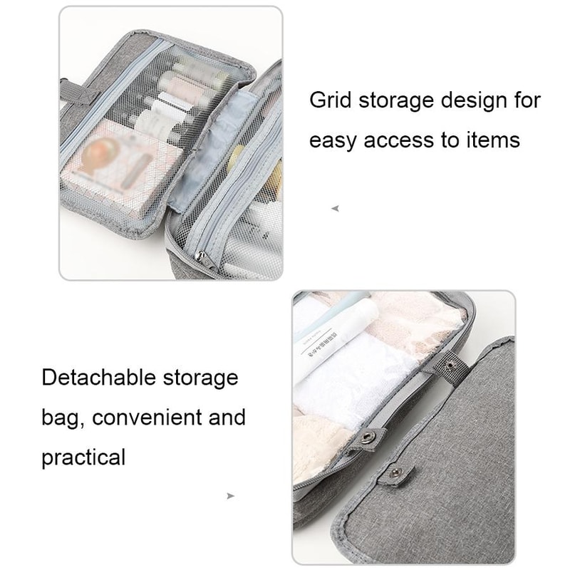 Foldable Travel Toiletry Bag Waterproof Hanging Organizer With Hook Compartments 5