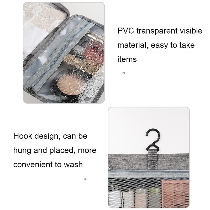 Foldable Travel Toiletry Bag Waterproof Hanging Organizer With Hook Compartments 6