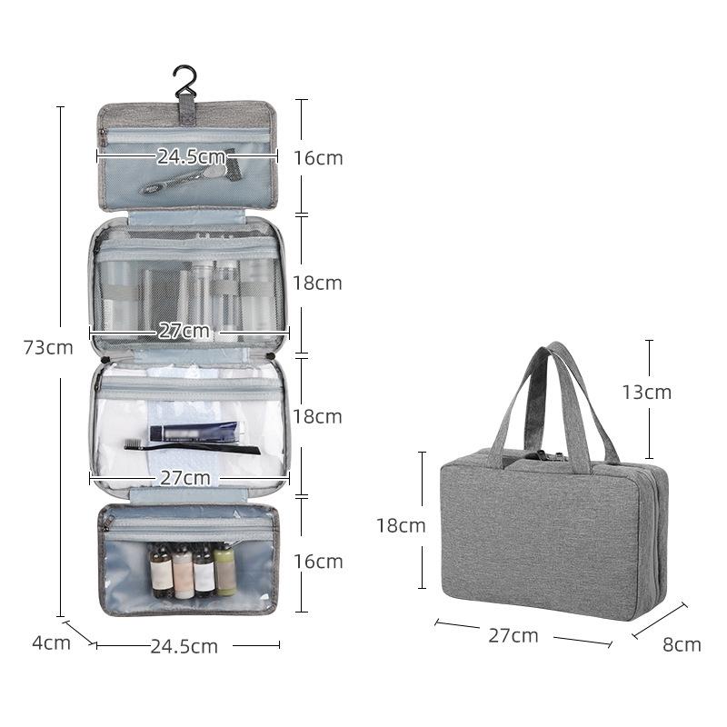 Foldable Travel Toiletry Bag Waterproof Hanging Organizer With Hook Compartments 7