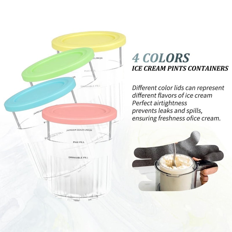 Ninja Creami Deluxe Ice Cream Containers 24oz with Lids
