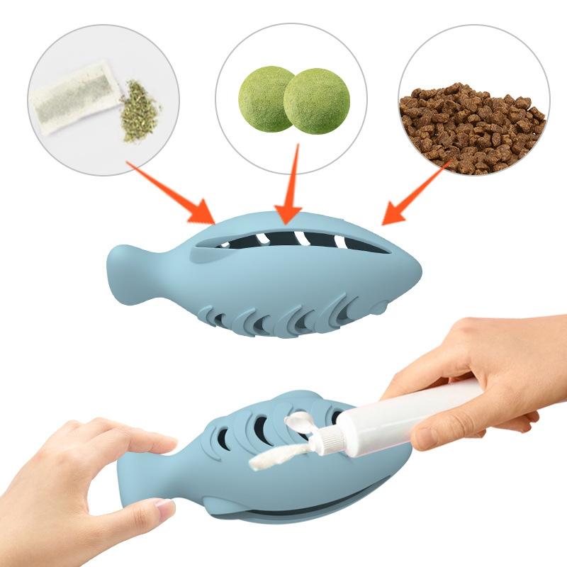 Fish Shape Silicone Cat Toy BPA-Free Chew & Interactive Enrichment Toy for Cats