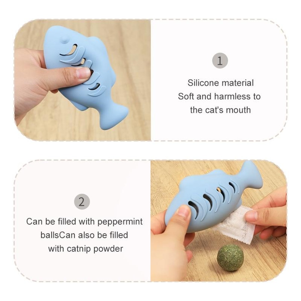 Fish Shape Silicone Cat Toy BPA-Free Chew & Interactive Enrichment Toy for Cats