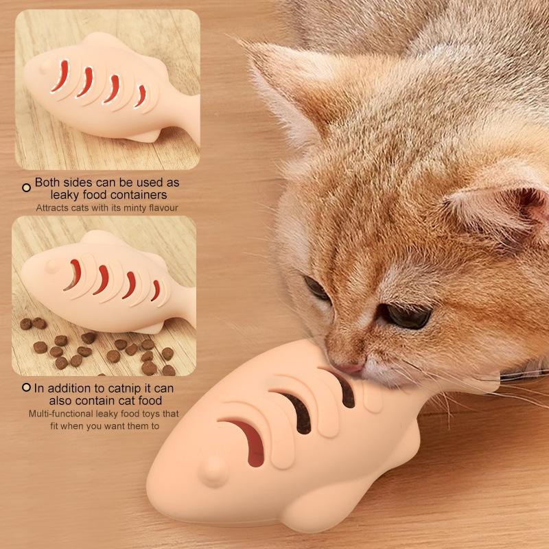Fish Shape Silicone Cat Toy BPA-Free Chew & Interactive Enrichment Toy for Cats