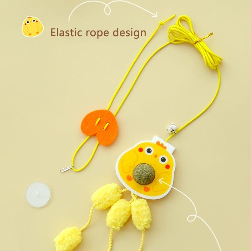 Hanging Cat Toy Interactive Cat Teaser Elastic Feather Swing Stick With Adhesive Hook 8