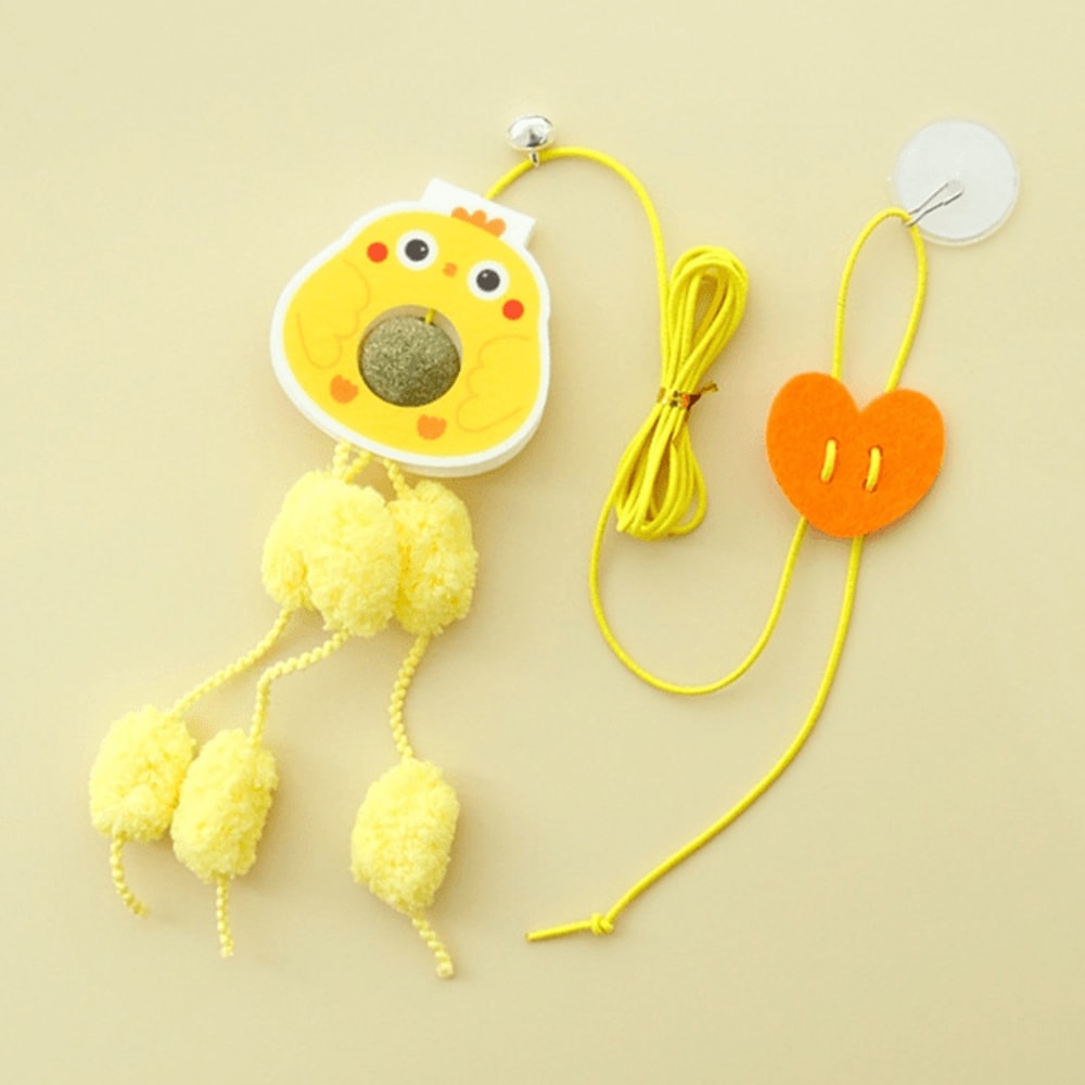 Hanging Cat Toy Interactive Cat Teaser Elastic Feather Swing Stick With Adhesive Hook 11