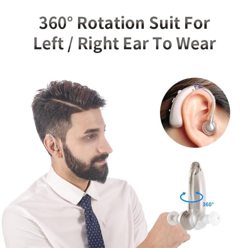 Rechargeable Hearing Aid Amplifier With Earhook Comfort And Noise Reductiontech 8