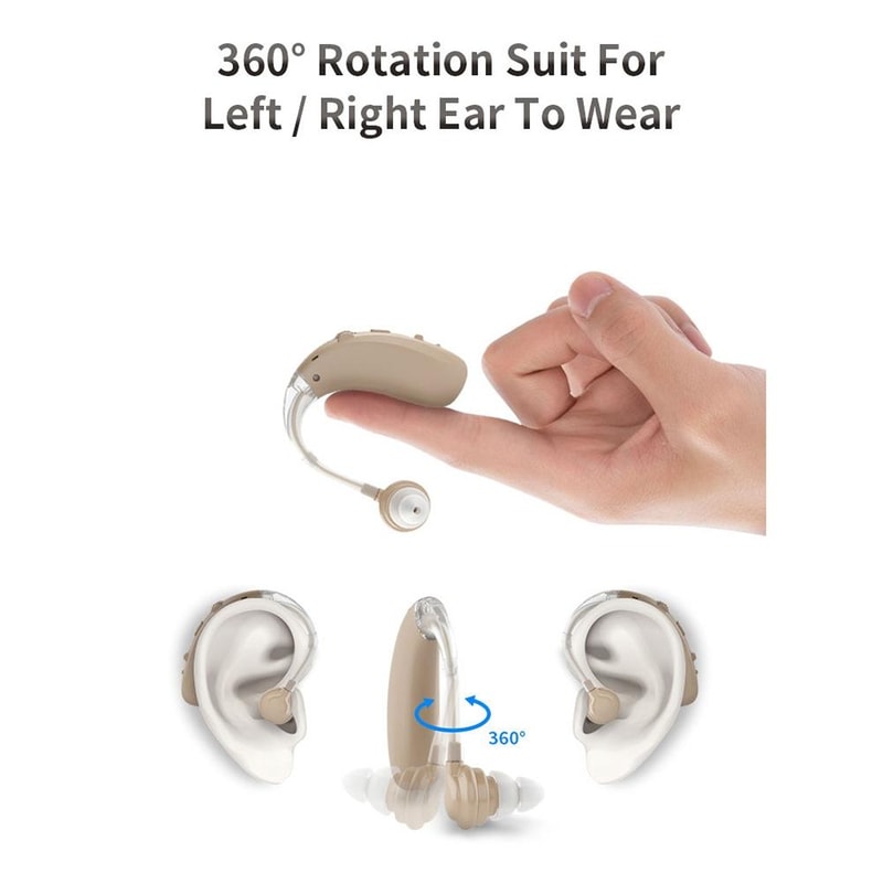 Rechargeable Hearing Aid Amplifier With Earhook Comfort And Noise Reductiontech 6