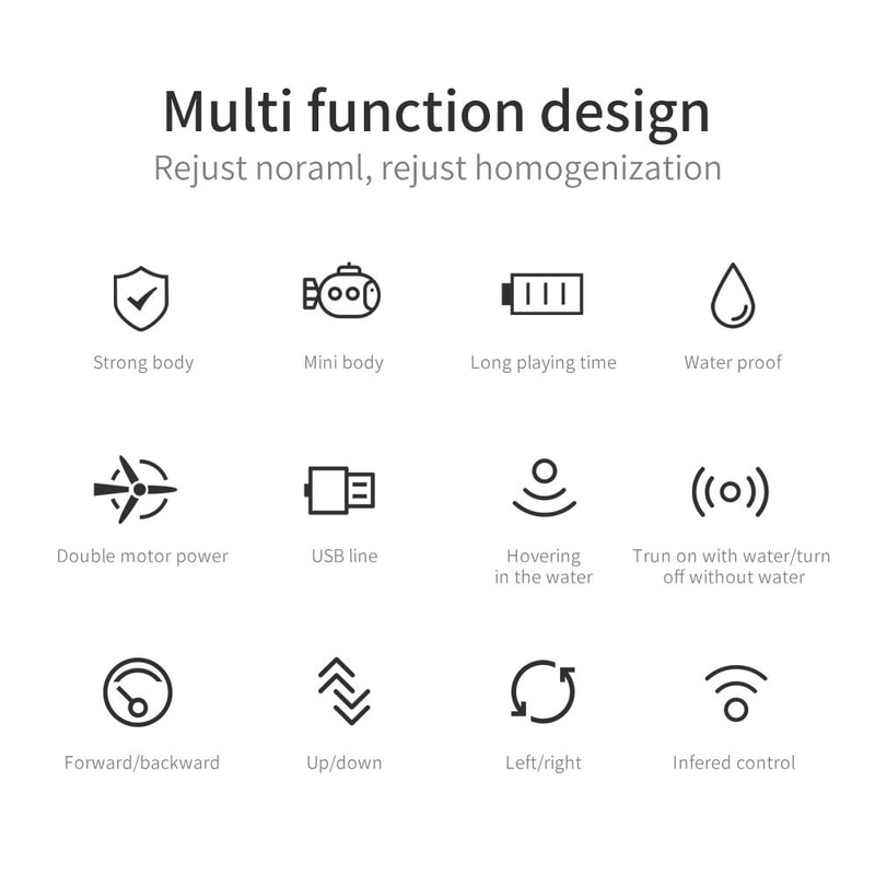 USB Charging Remote Control RC Submarine Toy for Kids Waterproof Mini Underwater Boat with Motion