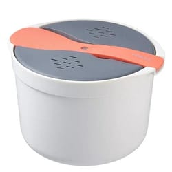 microwave rice cooker steamer pot with spoon and strainer