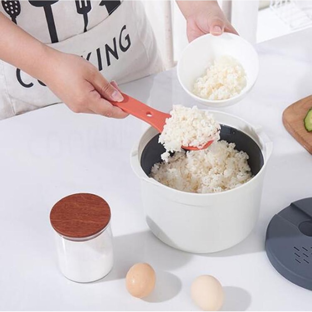 Microwave Rice Cooker Steamer Pot With Spoon And Strainer 2