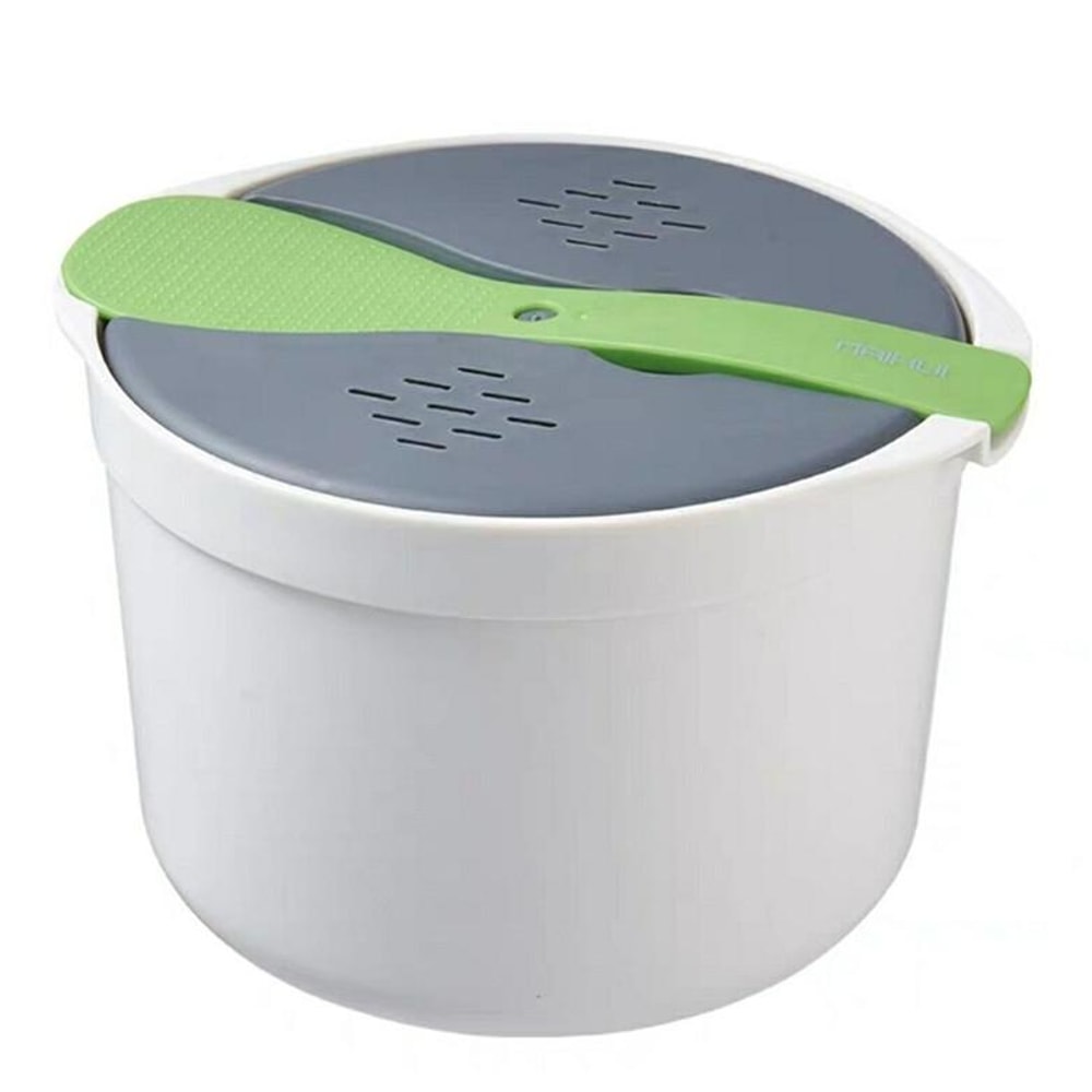 Microwave Rice Cooker Steamer Pot With Spoon And Strainer 10