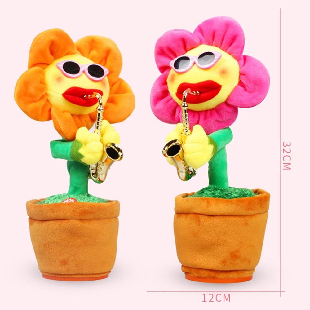 Sunflower Sax Style Bluetooth Plush Musical Toy USB Rechargeable Speaker For Kids And Adults 1