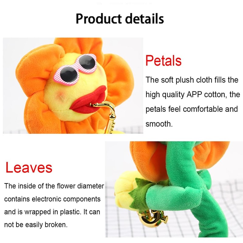 Sunflower Sax Style Bluetooth Plush Musical Toy USB Rechargeable Speaker For Kids And Adults 3