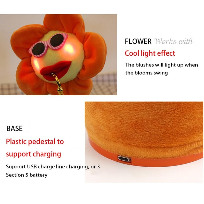 Sunflower Sax Style Bluetooth Plush Musical Toy USB Rechargeable Speaker For Kids And Adults 5
