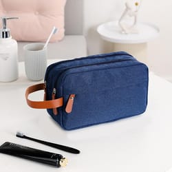 portable travel toiletry bag for men with double layer waterproof storage organizer
