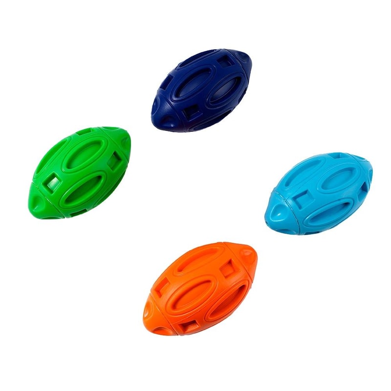 Durable Rubber Rugby Dog Chew Toy with Squeaker for Medium & Large Dogs