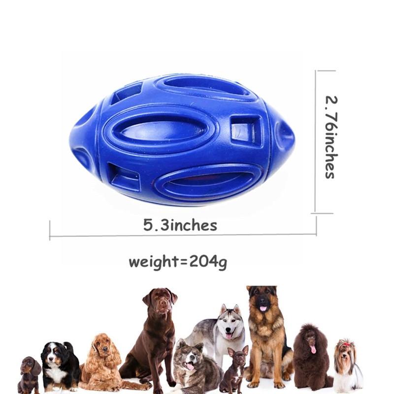 Durable Rubber Rugby Dog Chew Toy with Squeaker for Medium & Large Dogs