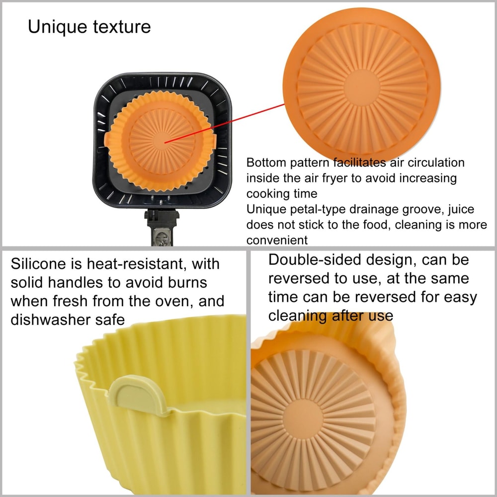 Large Reusable Silicone Air Fryer Liner With Handles Baskets 5