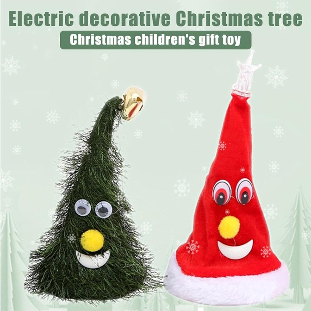 Electric Swing Christmas Tree Hat Ornament with Music, Animated Holiday Decor