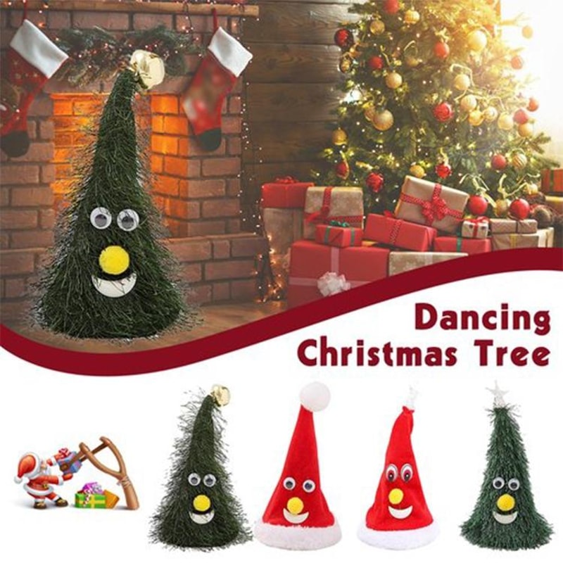 Electric Swing Christmas Tree Hat Ornament with Music, Animated Holiday Decor